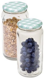 Hega hogar Weckpot/voorraadpot Classico - 2x - 950 ml - kunststof - draaideksel - groen - D8 x H17 cm