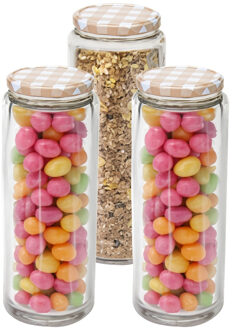 Hega hogar Weckpot/voorraadpot Classico - 3x - 2100 ml - kunststof - draaideksel - beige - D10 x H27 cm