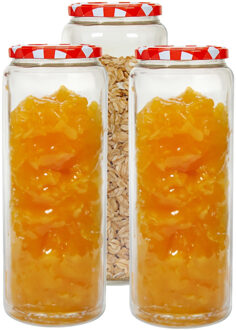 Hega hogar Weckpot/voorraadpot Classico - 3x - 2100 ml - kunststof - draaideksel - rood - D10 x H27 cm