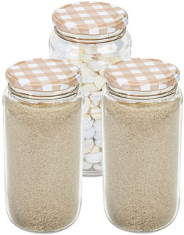 Hega hogar Weckpot/voorraadpot Classico - 3x - 950 ml - kunststof - draaideksel - beige - D8 x H17 cm