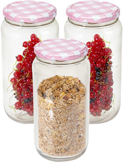 Hega hogar Weckpot/voorraadpot Classico - 3x - 950 ml - kunststof - draaideksel - roze - D8 x H17 cm