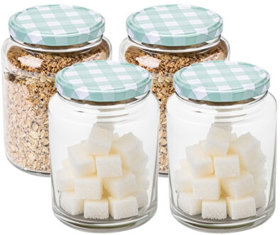 Hega hogar Weckpot/voorraadpot Classico - 4x - 1012 ml - kunststof - draaideksel - groen - D10 x H14 cm