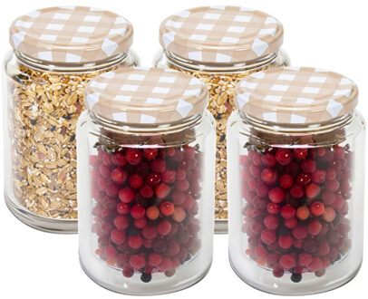 Hega hogar Weckpot/voorraadpot Classico - 4x - 500 ml - kunststof - draaideksel - beige - D7 x H11 cm