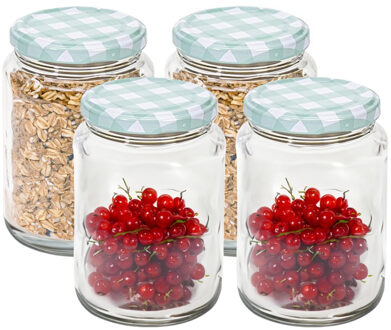 Hega hogar Weckpot/voorraadpot Classico - 4x - 500 ml - kunststof - draaideksel - groen - D7 x H11 cm