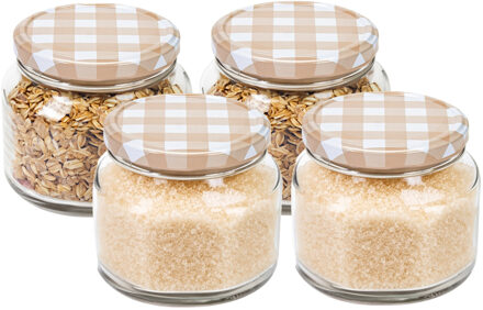 Hega hogar Weckpot/voorraadpot Classico - 4x - 600 ml - kunststof - draaideksel - beige - D10 x H9 cm