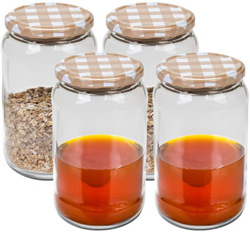 Hega hogar Weckpot/voorraadpot Classico - 4x - 750 ml - kunststof - draaideksel - beige - D8 x H14 cm