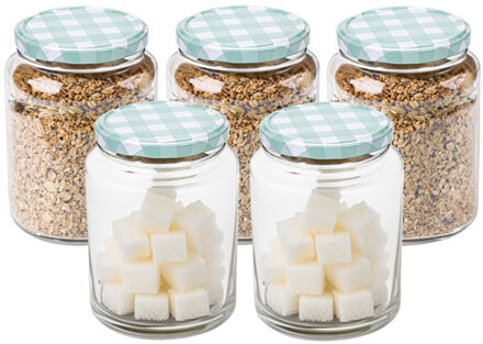 Hega hogar Weckpot/voorraadpot Classico - 5x - 1012 ml - kunststof - draaideksel - groen - D10 x H14 cm