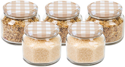 Hega hogar Weckpot/voorraadpot Classico - 5x - 600 ml - kunststof - draaideksel - beige - D10 x H9 cm