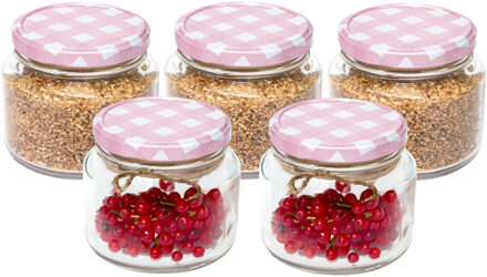 Hega hogar Weckpot/voorraadpot Classico - 5x - 600 ml - kunststof - draaideksel - roze - D10 x H9 cm