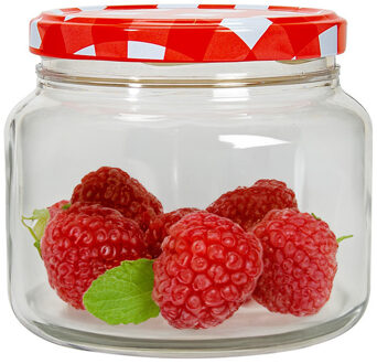 Hega hogar Weckpot/voorraadpot Classico - 600 ml - kunststof - draaideksel - rood - D10 x H9 cm