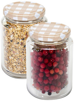 Hega hogar Weckpot/voorraadpotclassico - 2x - 500 ml - kunststof - beige - D7 x H11 cm - Weckpotten