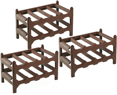 Hega hogar Wijnfles rek - 3x - 41 x 24 x 24 cm - voor 8 flessen - Kunststof - flessenrek - wijnrek