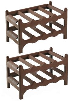 Hega hogar Wijnfles rek - 4x stuks - 41 x 24 x 24 cm - voor 8 flessen - Kunststof - flessenrek - wijnrek