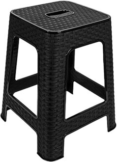 Hega hogar Zitkrukje - antraciet - kunststof - 37x37x45 cm - Rotan Line - opstapkrukje/stapelbaar