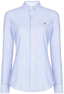 Heidi Oxford blouse van jersey met gestreept dessin Lichtblauw - XL