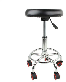 Height Adjustable 32cm Salon Rolling Swivel Stool Tattoo Massage Spa Chair Black Bar Furniture