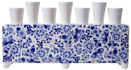 Heinen Delfts Blauw Tulpenvaas Delfts blauw rechthoek Wit-Blauw