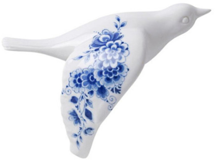 Heinen Delfts blauw wandvogel Delfts blauw 3 Wit-Blauw