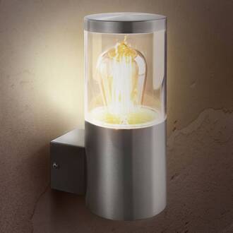 Heitronic Roestvrijstalen buitenwandlamp Naxos roestvrij staal, transparant