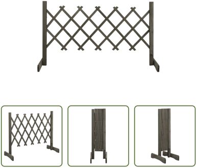 Hekpaneel - Massief vurenhout - 120 x 60 cm - Uitschuifbaar Grijs