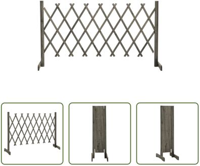 Hekpaneel Massief Vurenhout - 150 x 80 cm - Uitschuifbaar Grijs