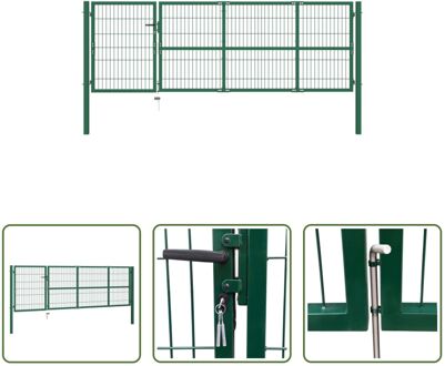 Hekpoorten - Groene - Gepoedercoate Stalen Tuinpoort - 100 cm Hoog - 350 cm Afstand - 6 x 6 x 150 cm