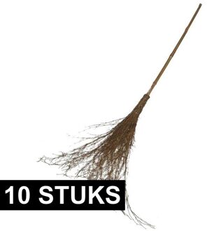 Heksen bezem - 10x - 96 cm - heks verkleedaccessoires - Halloween - Heksenbezems - kunststof