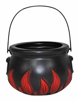 Heksen ketel 20cm vlammen Zwart