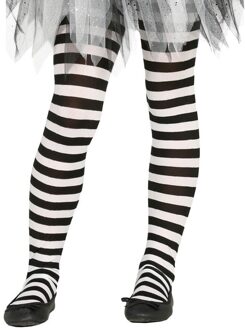 Heksen verkleedaccessoires panty maillot zwart/wit voor meisjes