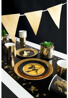 Heksen/zwarte kat thema tafelloper 180 cm Multi