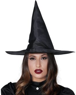 Heksenhoed - 2x stuks - zwart - voor dames - Halloween/horror/carnaval - heksen verkleed hoeden