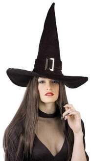 Heksenhoed met gesp volwassen Zwart