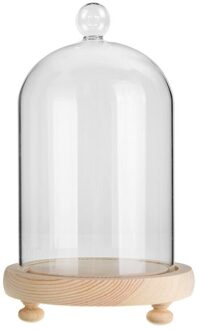 Helder Glas Display Dome Cloche Bell Jar Met Houten Basis voor DIY Decoratie