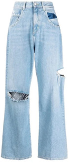 Heldere Blauwe Hoge Taille Rigid Denim Jeans Icon Denim , Blue , Dames - W28