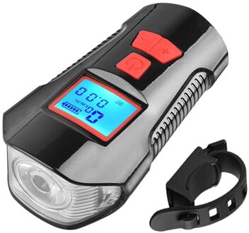 Heldere Led Fietsverlichting Rear En Front Light Kit Usb Oplaadbare Bike Kilometerstand Batterij Display Met Achtergrondverlichting Met Bike Bell rood