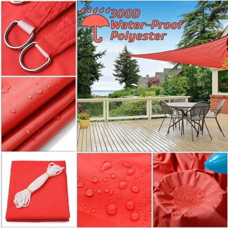 Heldere Rode 300D 160GSM Polyester Oxford Stof Vierkante Rechthoek Driehoek Zonnezeil Zwembad Cover Tent Waterdicht 3x3x3