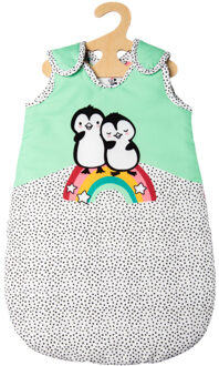 Heless Poppenslaapzak Pinguïn Fluweel Groen/wit