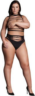 Helike XLV - Twee Delig met Open Cups, Crop Top en Pantie - Plus Size