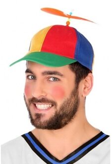 Helikopterpet met gekleurde propeller - voor volwassenen - polyester - Verkleedhoofddeksels Multikleur