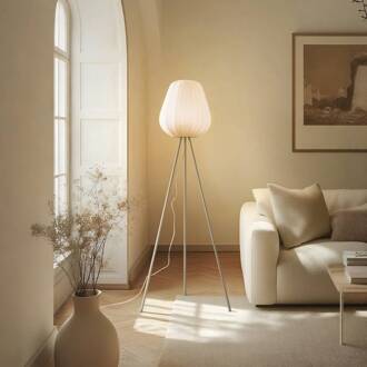 Helin vloerlamp, beige, textiel, driepoot, 144 cm, E27