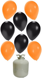 Helium ballonnen & tank - 30x stuks - oranje/zwart - halloween - versiering