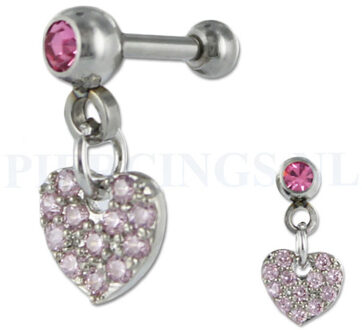 Helix hangend hart kristal roze