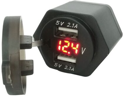 Hella Din Plug 12V Motorfiets 2.1A Dual Usb Charger Met Led Voltmeter Power Adapter Voor Bmw Triumph Ducati Motor rood