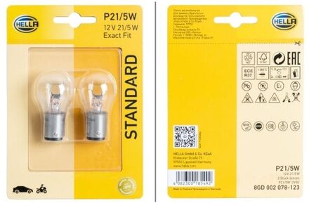 Hella Standard P21/5W, 12V (2 stuks) 8GD002078123