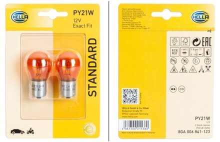 Hella Standard PY21W, 12V21W (2 stuks) 8GA006841123