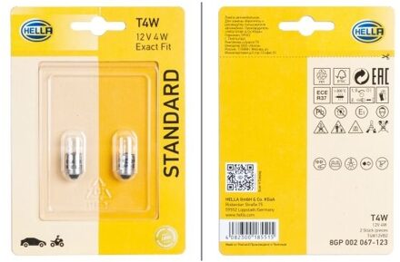 Hella Standard T4W, 12V4W (2 stuks) 8GP002067123