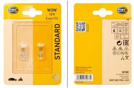 Hella Standard W3W, 12V3W (2 stuks) 8GP003594143