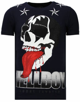 Hellboy - Rhinestone T-shirt - Navy - Maten: M