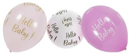 Hello Baby Geboorte Ballonnen Set Roze (6st) Multikleur - Print