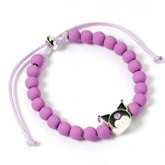 Hello Kitty Bracelet purple beads with Kuromi Charm 21 cm